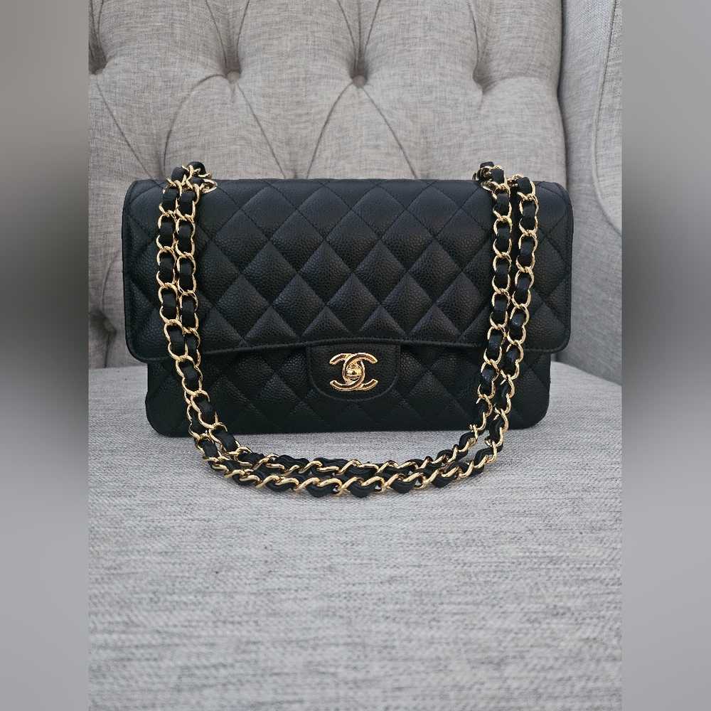 Chanel Black Medium Classic Flap Caviar gold hardware